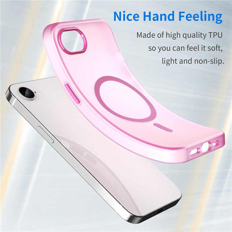 For iPhone 16e Case Compatible with MagSafe TPU + PC Slim Matte Translucent Phone Cover - Pink