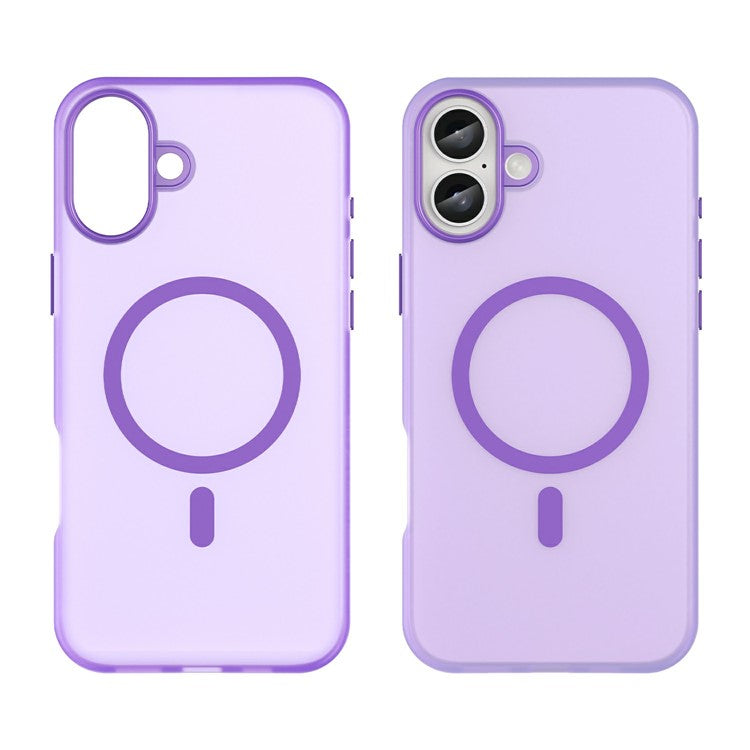For iPhone 16 Plus Case Compatible with MagSafe TPU + PC Slim Matte Translucent Phone Cover - Dark Purple