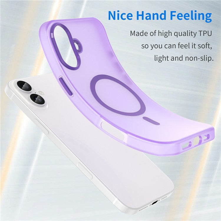For iPhone 16 Plus Case Compatible with MagSafe TPU + PC Slim Matte Translucent Phone Cover - Dark Purple