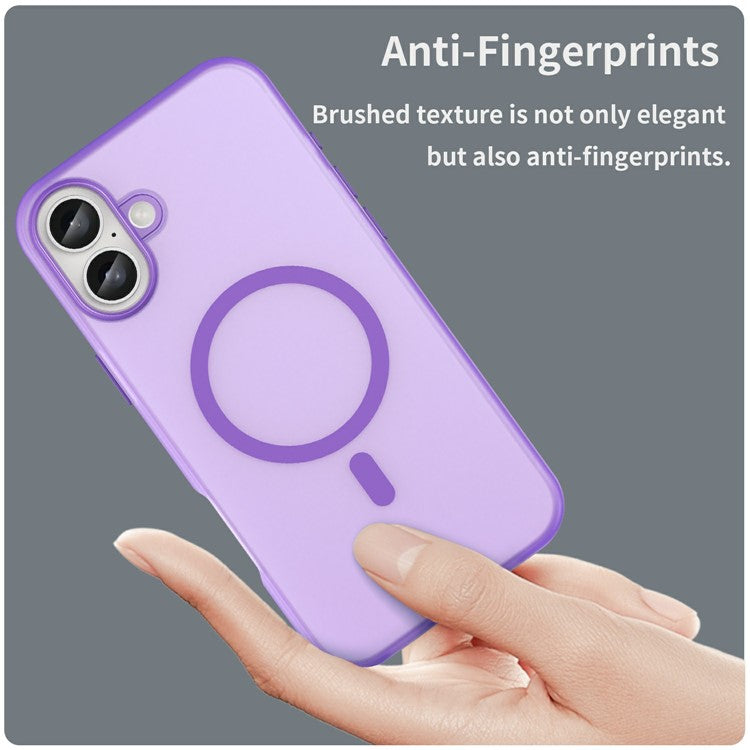 For iPhone 16 Plus Case Compatible with MagSafe TPU + PC Slim Matte Translucent Phone Cover - Dark Purple