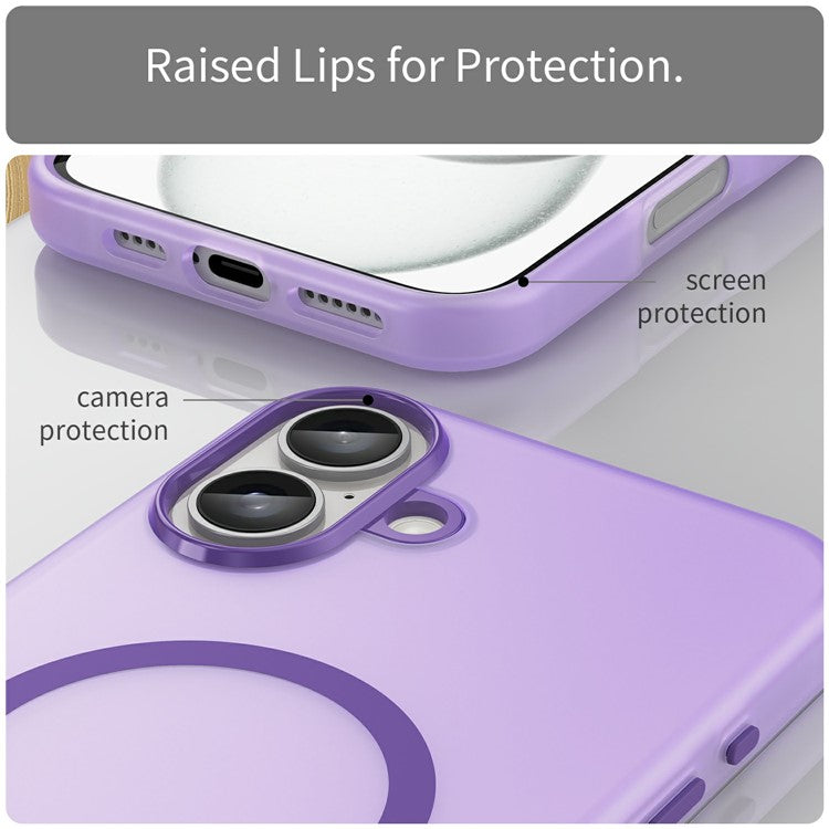 For iPhone 16 Plus Case Compatible with MagSafe TPU + PC Slim Matte Translucent Phone Cover - Dark Purple