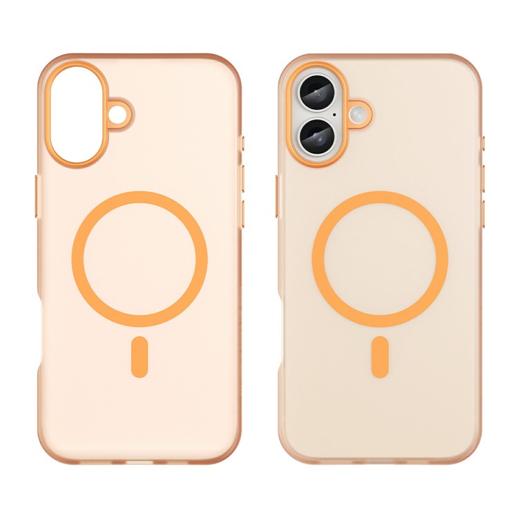 For iPhone 16 Plus Case Compatible with MagSafe TPU + PC Slim Matte Translucent Phone Cover - Orange