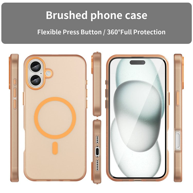 For iPhone 16 Plus Case Compatible with MagSafe TPU + PC Slim Matte Translucent Phone Cover - Orange