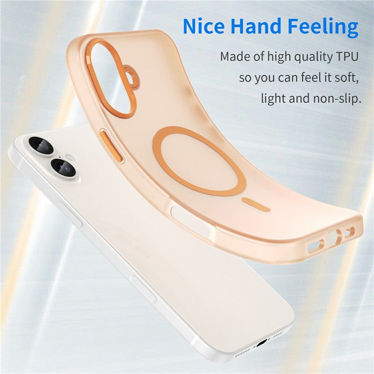 For iPhone 16 Plus Case Compatible with MagSafe TPU + PC Slim Matte Translucent Phone Cover - Orange