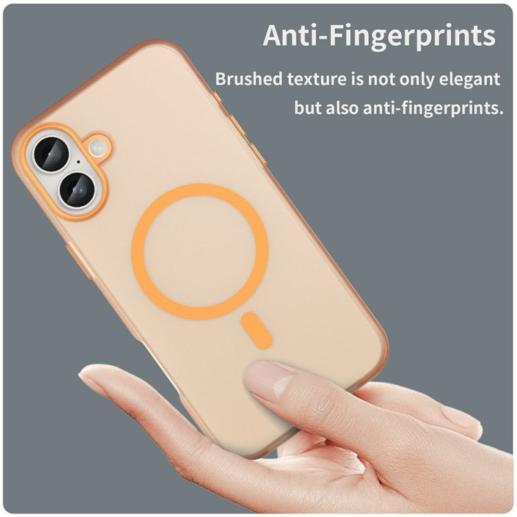 For iPhone 16 Plus Case Compatible with MagSafe TPU + PC Slim Matte Translucent Phone Cover - Orange