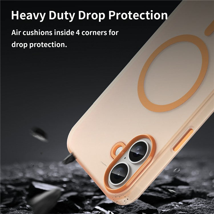 For iPhone 16 Plus Case Compatible with MagSafe TPU + PC Slim Matte Translucent Phone Cover - Orange
