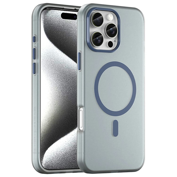 For iPhone 16 Pro Max Case Compatible with MagSafe TPU + PC Slim Matte Translucent Phone Cover - Dark Blue