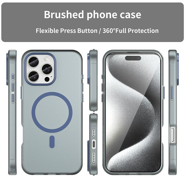 For iPhone 16 Pro Max Case Compatible with MagSafe TPU + PC Slim Matte Translucent Phone Cover - Dark Blue