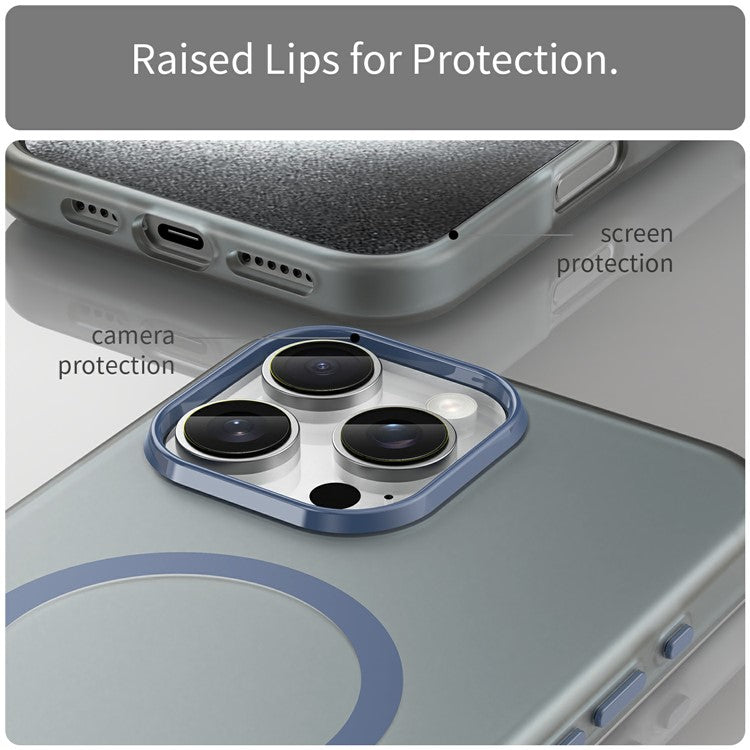 For iPhone 16 Pro Max Case Compatible with MagSafe TPU + PC Slim Matte Translucent Phone Cover - Dark Blue