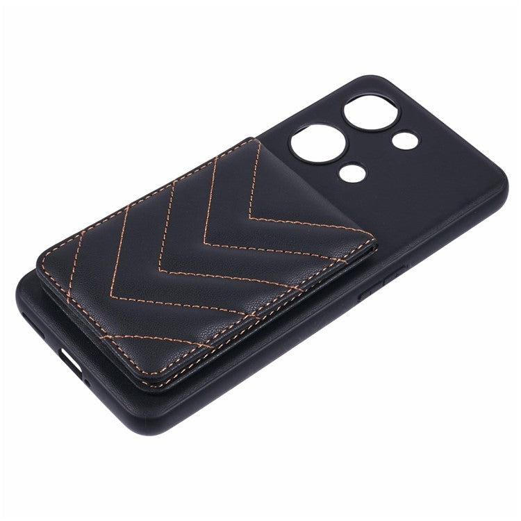 For OnePlus Ace 2V Phone Case Rhombus Adhesive Card Bag with Kickstand RFID Blocking - Black