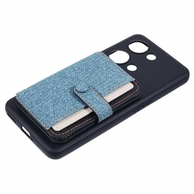 For OnePlus Ace 2V Phone Case Adhesive Card Bag Color Matching with Kickstand - Blue