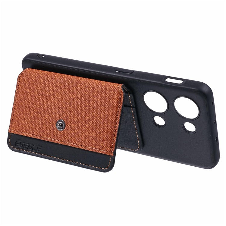 For OnePlus Ace 2V Phone Case Adhesive Card Bag Color Matching with Kickstand - Brown
