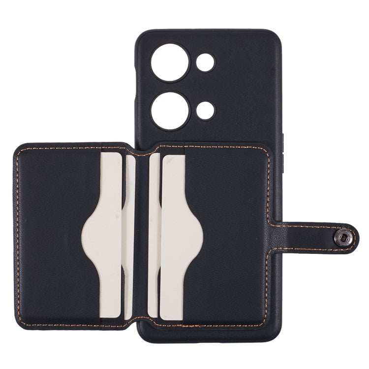 For OnePlus Ace 2V Phone Case Adhesive Card Bag Color Matching with Kickstand - Brown