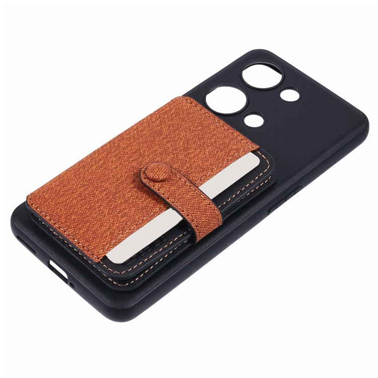 For OnePlus Ace 2V Phone Case Adhesive Card Bag Color Matching with Kickstand - Brown