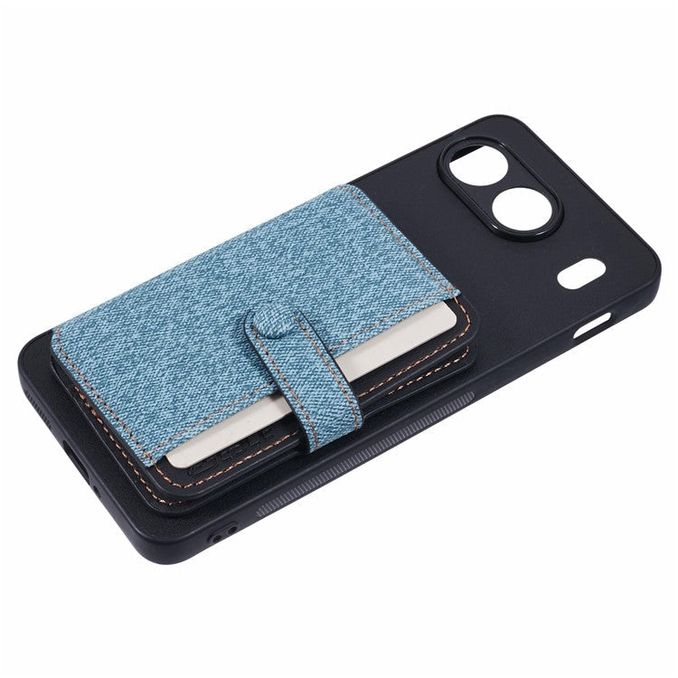 For OnePlus Nord 4 Phone Case Adhesive Card Bag Color Matching with Kickstand - Blue