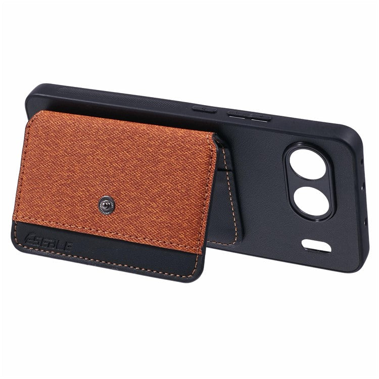 For OnePlus Nord 4 Phone Case Adhesive Card Bag Color Matching with Kickstand - Brown