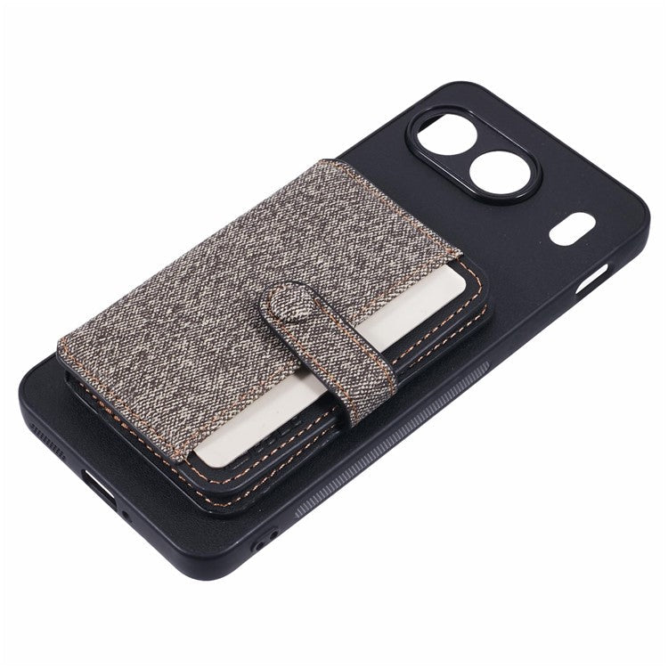For OnePlus Nord 4 Phone Case Adhesive Card Bag Color Matching with Kickstand - Grey