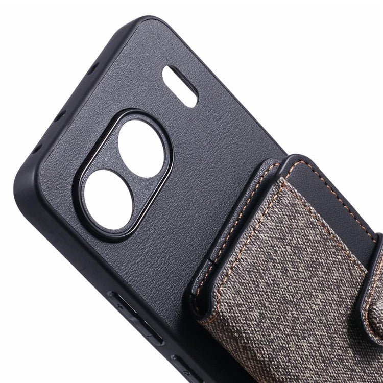 For OnePlus Nord 4 Phone Case Adhesive Card Bag Color Matching with Kickstand - Grey