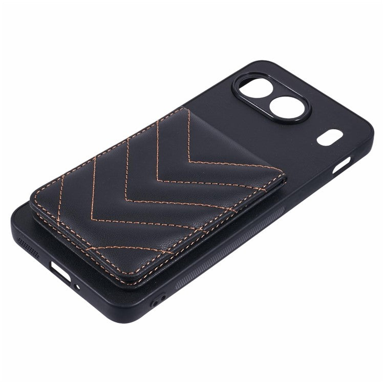 For OnePlus Nord 4 Phone Case Rhombus Adhesive Card Bag with Kickstand RFID Blocking - Black