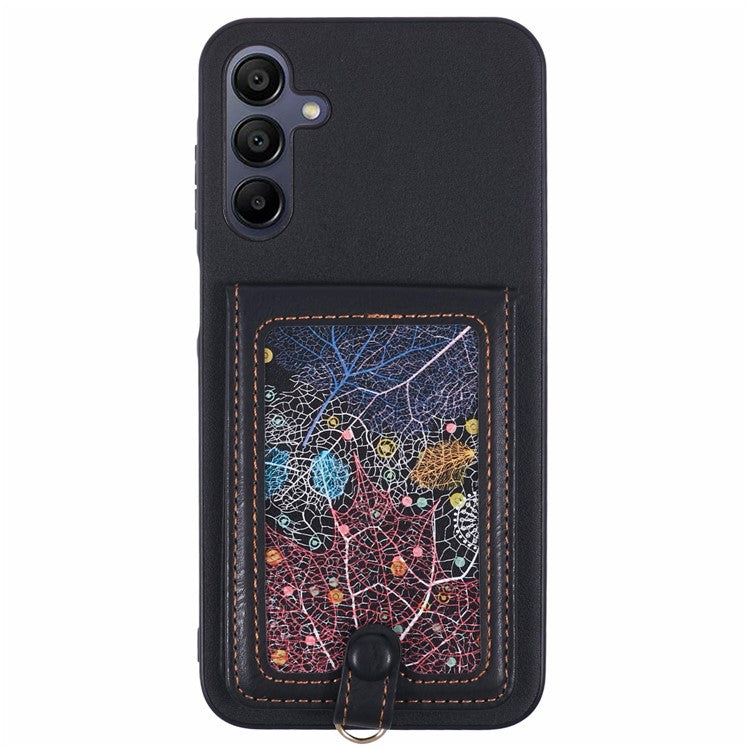 For Samsung Galaxy A15 4G / 5G Phone Case with Galaxy Card Bag Kickstand RFID Blocking - B