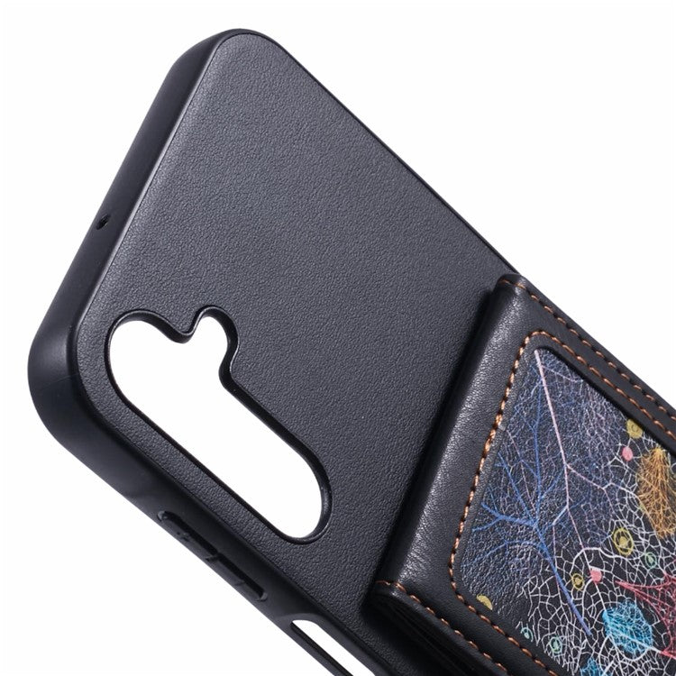For Samsung Galaxy A15 4G / 5G Phone Case with Galaxy Card Bag Kickstand RFID Blocking - B