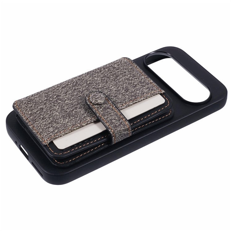 For Google Pixel 9 Pro XL Phone Case Adhesive Card Bag Color Matching with Kickstand - Grey