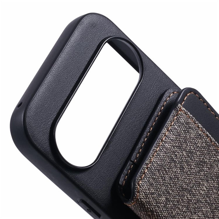 For Google Pixel 9 Pro / 9 Phone Case Adhesive Card Bag Color Matching with Kickstand - Grey