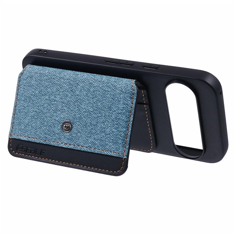 For Google Pixel 9 Pro / 9 Phone Case Adhesive Card Bag Color Matching with Kickstand - Blue