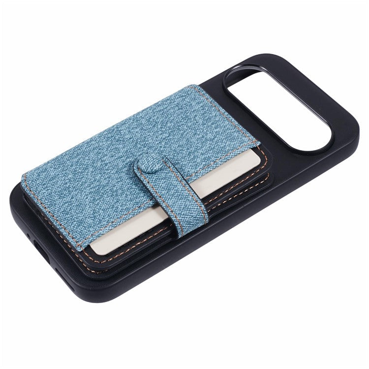 For Google Pixel 9 Pro / 9 Phone Case Adhesive Card Bag Color Matching with Kickstand - Blue
