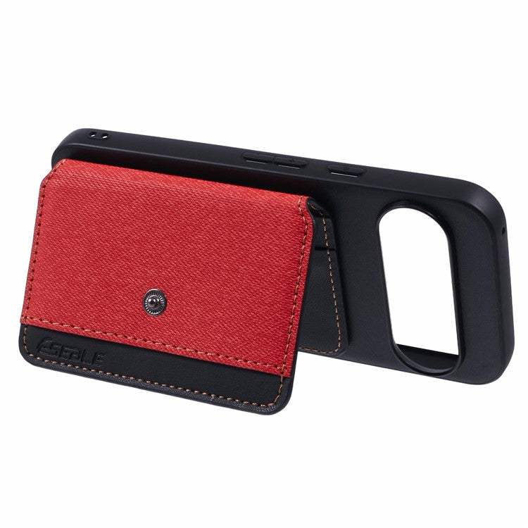 For Google Pixel 9 Pro / 9 Phone Case Adhesive Card Bag Color Matching with Kickstand - Red