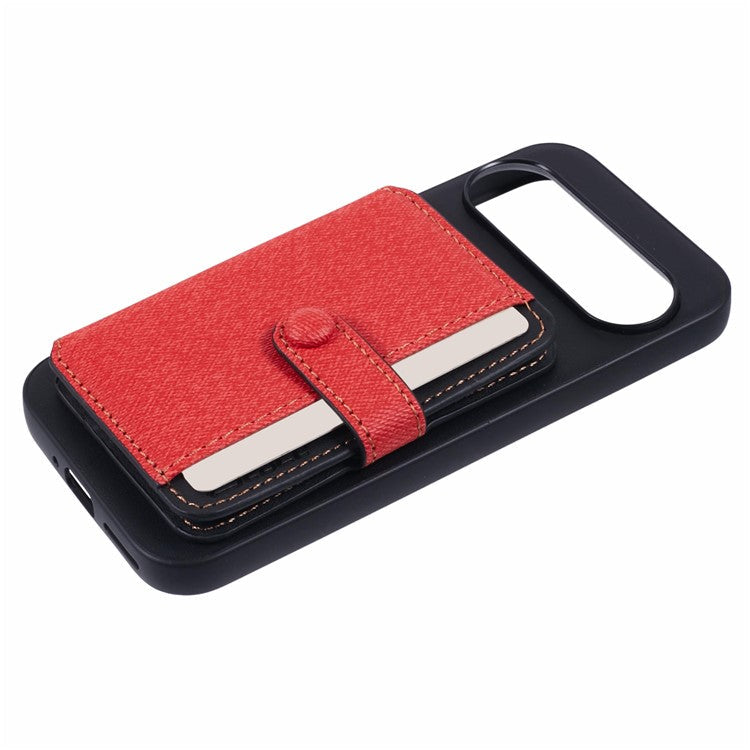 For Google Pixel 9 Pro / 9 Phone Case Adhesive Card Bag Color Matching with Kickstand - Red