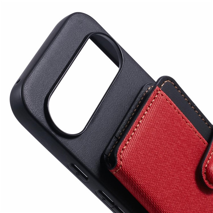 For Google Pixel 9 Pro / 9 Phone Case Adhesive Card Bag Color Matching with Kickstand - Red