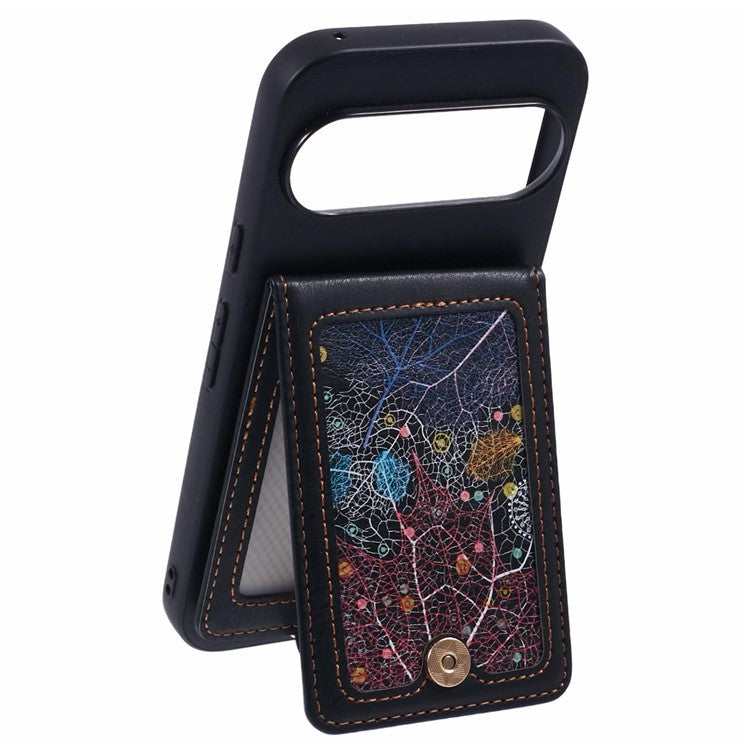 For Google Pixel 9 Pro / 9 Phone Case with Galaxy Card Bag Kickstand RFID Blocking - A