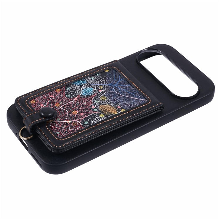 For Google Pixel 9 Pro / 9 Phone Case with Galaxy Card Bag Kickstand RFID Blocking - A