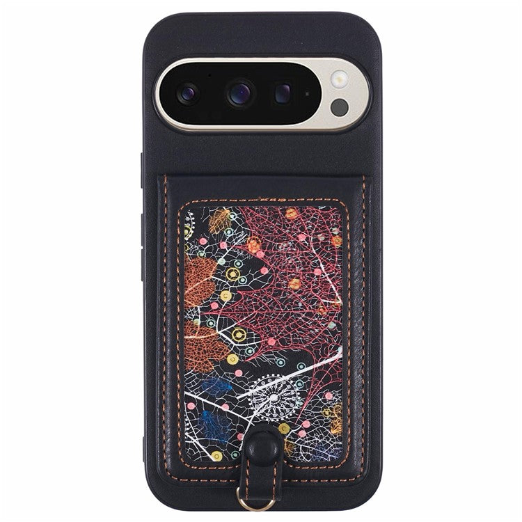 For Google Pixel 9 Pro / 9 Phone Case with Galaxy Card Bag Kickstand RFID Blocking - B