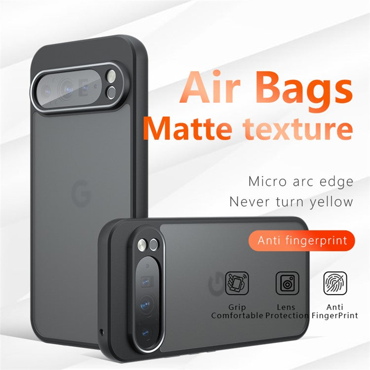 For Google Pixel 9 Pro XL Case Skin-Touch TPU+PC Matte Phone Shell, Transparent Black