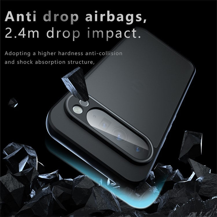 For Google Pixel 9 Pro XL Case Skin-Touch TPU+PC Matte Phone Shell, Transparent Black