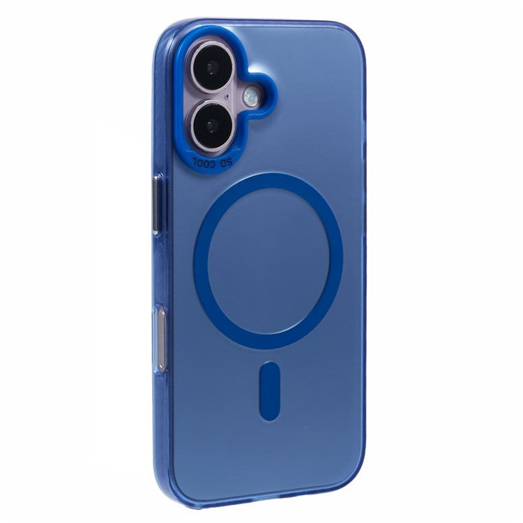 For iPhone 16 Plus Case Compatible with MagSafe Laser Effect TPU+Acrylic Phone Cover - Blue
