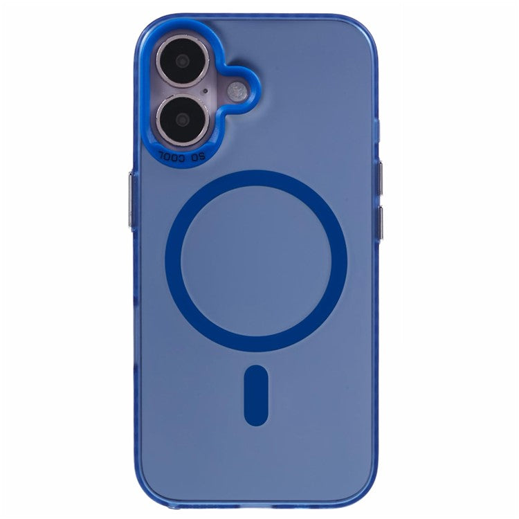 For iPhone 16 Plus Case Compatible with MagSafe Laser Effect TPU+Acrylic Phone Cover - Blue
