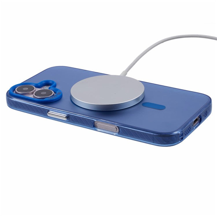 For iPhone 16 Plus Case Compatible with MagSafe Laser Effect TPU+Acrylic Phone Cover - Blue