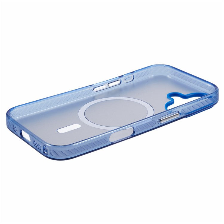 For iPhone 16 Plus Case Compatible with MagSafe Laser Effect TPU+Acrylic Phone Cover - Blue