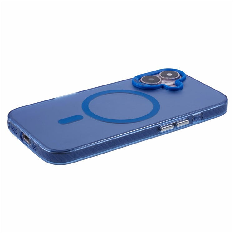 For iPhone 16 Plus Case Compatible with MagSafe Laser Effect TPU+Acrylic Phone Cover - Blue