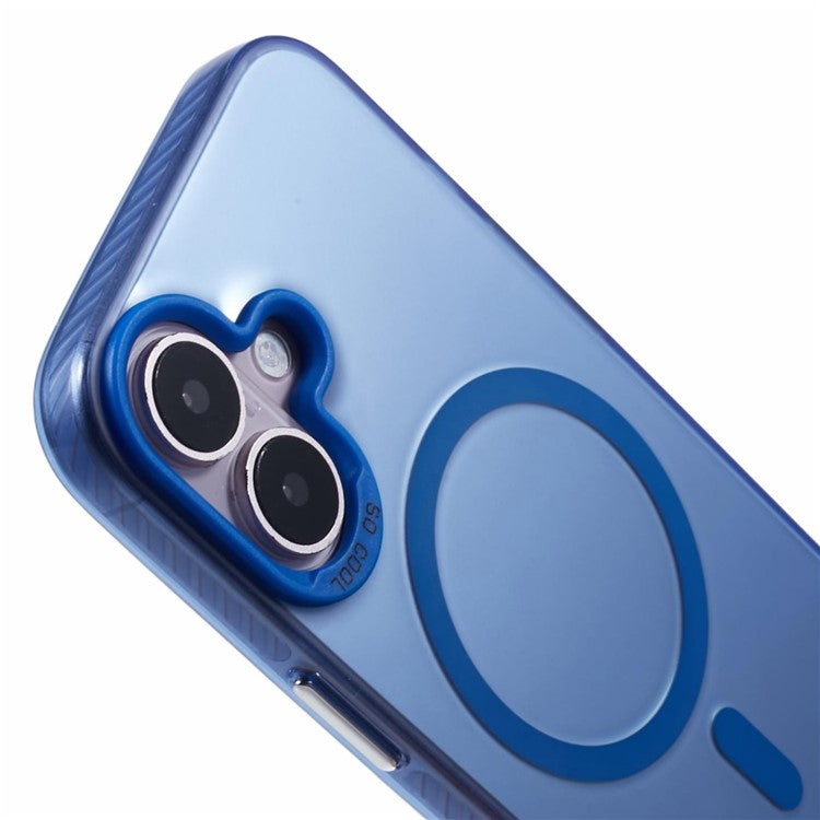 For iPhone 16 Plus Case Compatible with MagSafe Laser Effect TPU+Acrylic Phone Cover - Blue