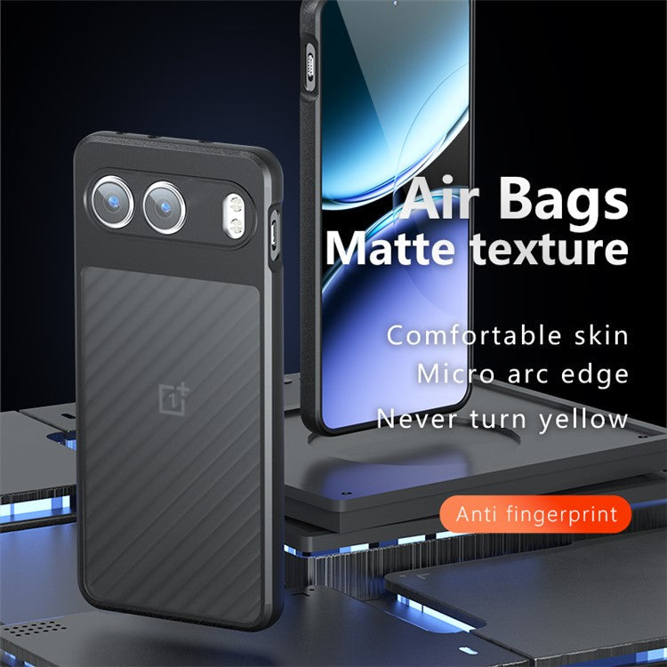 For OnePlus Nord 4 Case Skin-Touch TPU+PC Matte Phone Shell, Transparent Black