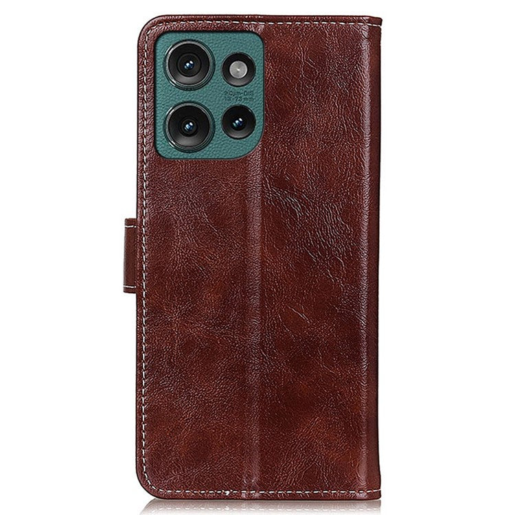 For Motorola Edge 50 Neo 5G / Moto S50 5G / Thinkphone 25 5G Case Crazy Horse Texture Leather Phone Wallet Cover - Brown
