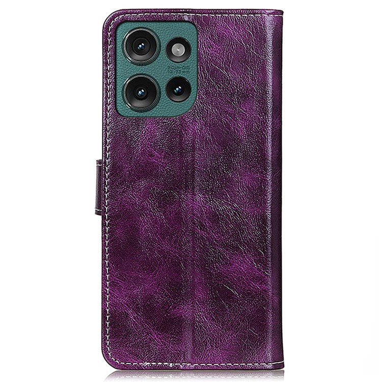 For Motorola Edge 50 Neo 5G / Moto S50 5G / Thinkphone 25 5G Case Crazy Horse Texture Leather Phone Wallet Cover - Purple