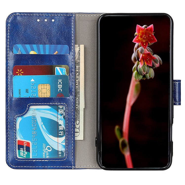 For Motorola Edge 50 Neo 5G / Moto S50 5G / Thinkphone 25 5G Case Crazy Horse Texture Leather Phone Wallet Cover - Blue