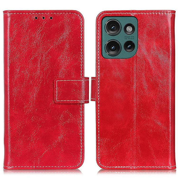 For Motorola Edge 50 Neo 5G / Moto S50 5G / Thinkphone 25 5G Case Crazy Horse Texture Leather Phone Wallet Cover - Red