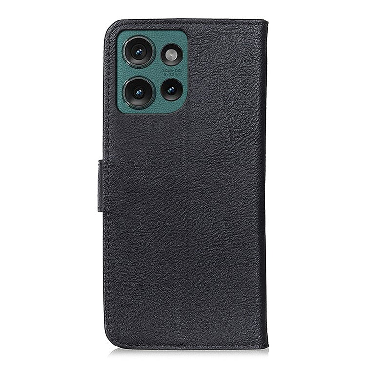 KHAZNEH For Motorola Edge 50 Neo 5G / Moto S50 5G / Thinkphone 25 5G Wallet Case Cowhide Texture Leather Flip Phone Cover - Black