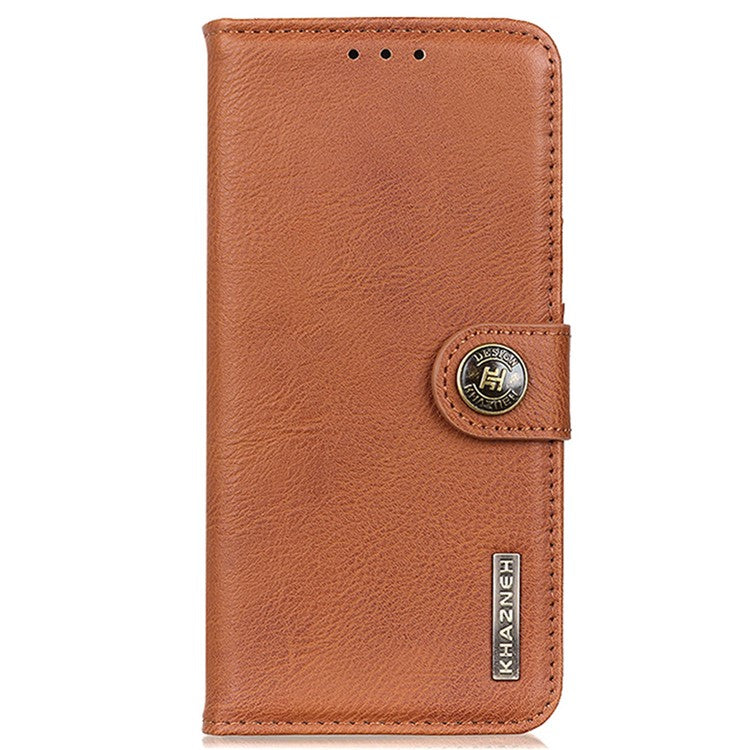 KHAZNEH For Motorola Edge 50 Neo 5G / Moto S50 5G / Thinkphone 25 5G Wallet Case Cowhide Texture Leather Flip Phone Cover - Brown